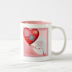 Caneca De Café Em Dois Tons Balão Cardíaco TLC da Mãe