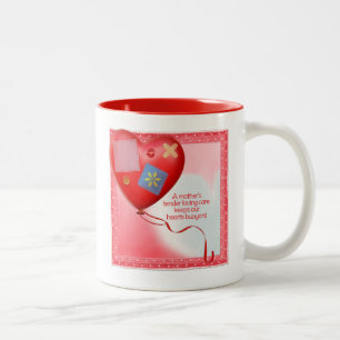 Caneca De Café Em Dois Tons Balão Cardíaco TLC da Mãe