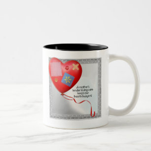 Caneca De Café Em Dois Tons Balão Cardíaco TLC da Mãe