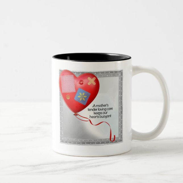 Caneca De Café Em Dois Tons Balão Cardíaco TLC da Mãe (Direita)
