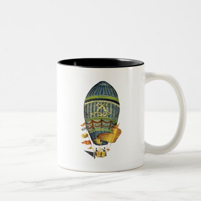 Caneca De Café Em Dois Tons Balão de Ar Quente Cilíndrico Azul (Direita)