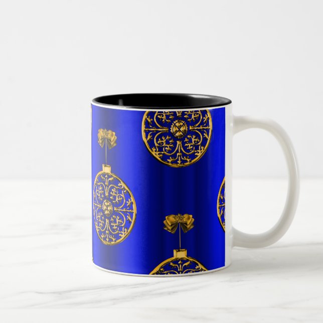 Caneca De Café Em Dois Tons Balas de Natal em Azul (Direita)