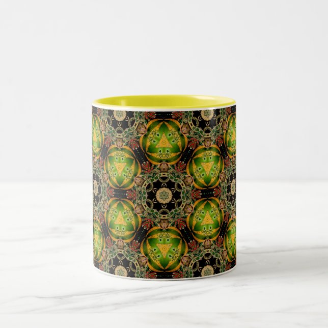 Caneca De Café Em Dois Tons ~ Balas de Natal Fractal ~ (Centro)