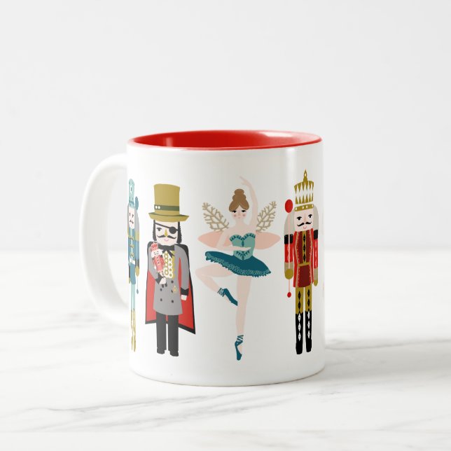 Caneca De Café Em Dois Tons Balé Nutcracker Carateres Natal (Frente Esquerda)