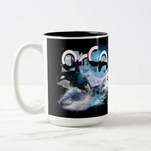 Caneca De Café Em Dois Tons Baleia Assassina de Orca Pulando Antártica
