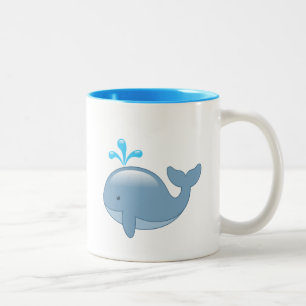 Caneca De Café Em Dois Tons Baleia de Cartoon Cute Chubby