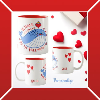 Caneca De Café Em Dois Tons Baleia, por favor, seja meu Namorados?