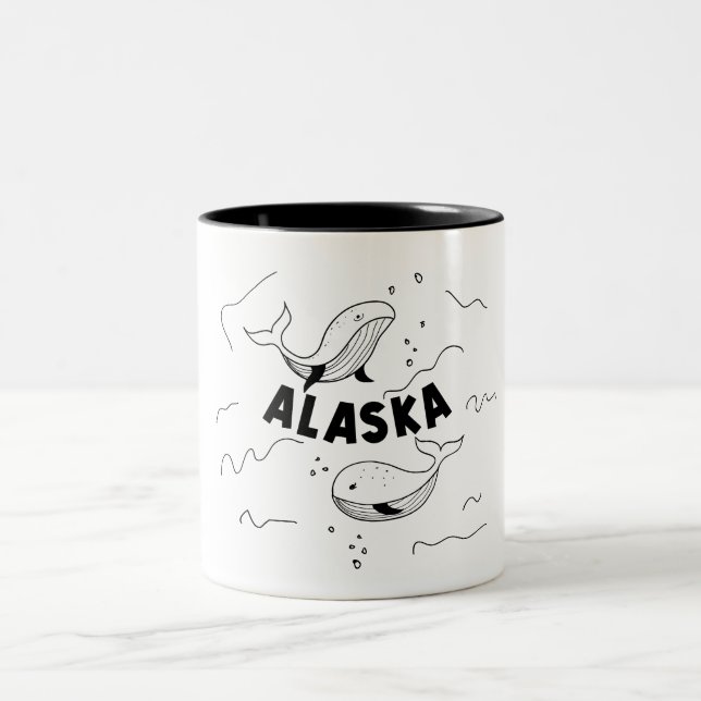 Caneca De Café Em Dois Tons Baleias do Alasca (Centro)