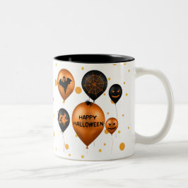 Caneca De Café Em Dois Tons Balões de Festa Feliz Halloween