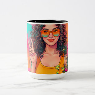 Caneca De Café Em Dois Tons Banco retro
