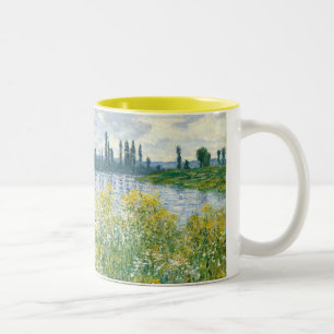Caneca De Café Em Dois Tons Bancos de Claude Monet   do Seine, Vetheuil, 1880
