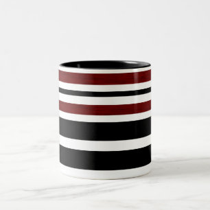 Caneca De Café Em Dois Tons Bandas de padrão vermelho e preto de vinheta - can