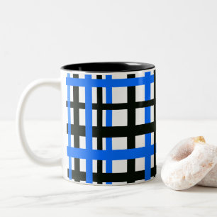 Caneca De Café Em Dois Tons Bandas intertraváveis Azul branco preto