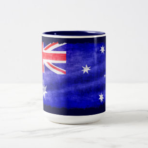 Caneca De Café Em Dois Tons Bandeira abaixo australiana, Design Patriótico