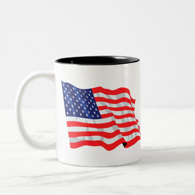 Caneca De Café Em Dois Tons bandeira americana (Esquerda)