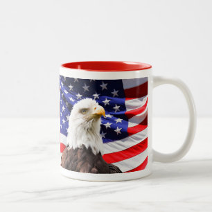 Caneca De Café Em Dois Tons Bandeira americana com americano Eagle