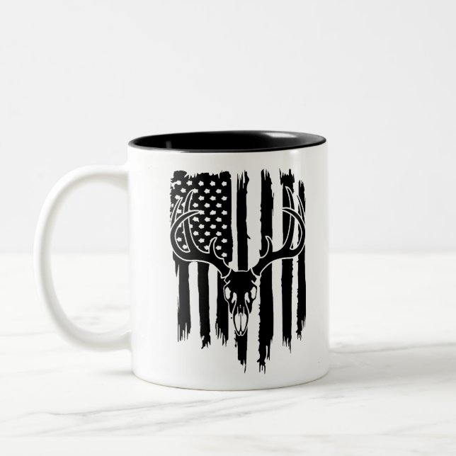 Caneca De Café Em Dois Tons Bandeira americana da caça (Esquerda)