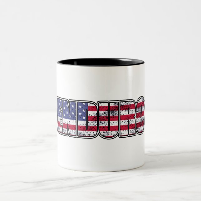 Caneca De Café Em Dois Tons Bandeira Americana do Enduro Mountain Biking (Centro)