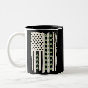 Caneca De Café Em Dois Tons Bandeira Americana dos EUA Com Trevos para St Patr