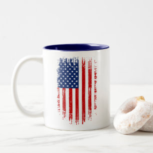 Caneca De Café Em Dois Tons Bandeira Americana Grunge Vintage