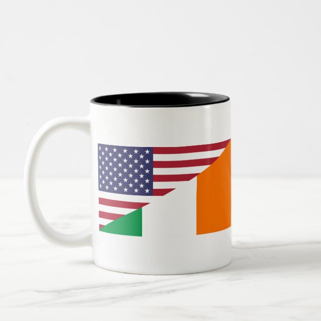 Caneca De Café Em Dois Tons Bandeira americana irlandesa dos E.U. Ireland do (Esquerda)