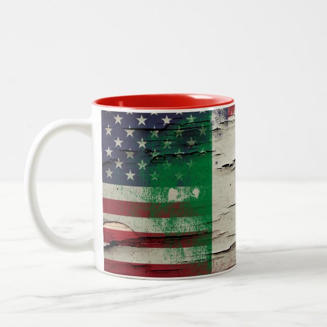 Caneca De Café Em Dois Tons Bandeira americana italiana da pintura | do (Esquerda)