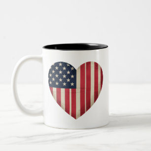 Caneca De Café Em Dois Tons Bandeira Americana Patriótica de 4 de Julho USA Es