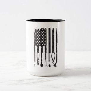 Caneca De Café Em Dois Tons Bandeira americana patriótica de higienista dental