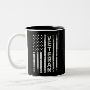 Caneca De Café Em Dois Tons Bandeira Americana Patriótica Veterana do Exército