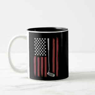 Caneca De Café Em Dois Tons Bandeira Americana Retro Golfe Golfista Clube de G