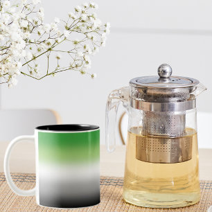 Caneca De Café Em Dois Tons Bandeira Aromântica Gradiente – Orgulho Aromântico