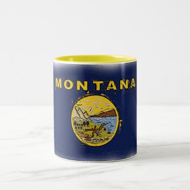 Caneca De Café Em Dois Tons Bandeira artística do estado de Montana (Centro)