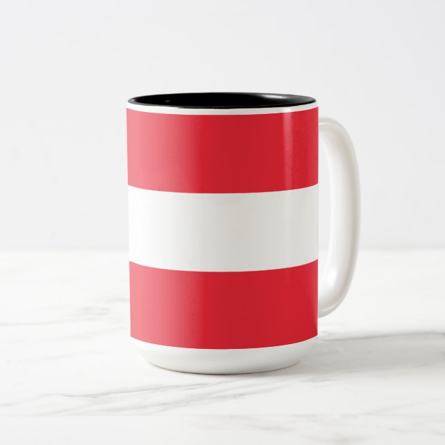 Caneca De Café Em Dois Tons Bandeira Austríaca (Áustria) (Frente Esquerda)