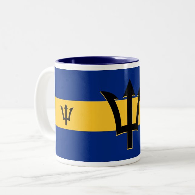 Caneca De Café Em Dois Tons Bandeira Barbados (Frente Esquerda)