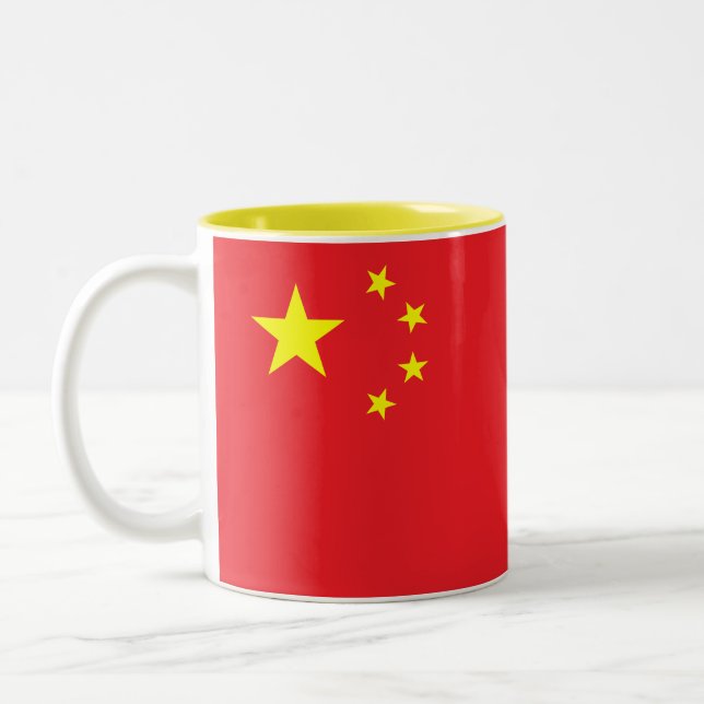 Caneca De Café Em Dois Tons Bandeira Chinesa (Esquerda)