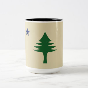 Caneca De Café Em Dois Tons Bandeira da árvore de pinheiro e estrela de 1901 d