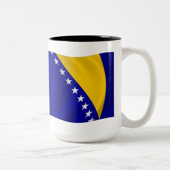 Caneca De Café Em Dois Tons Bandeira da Bósnia e Herzegovina (Direita)