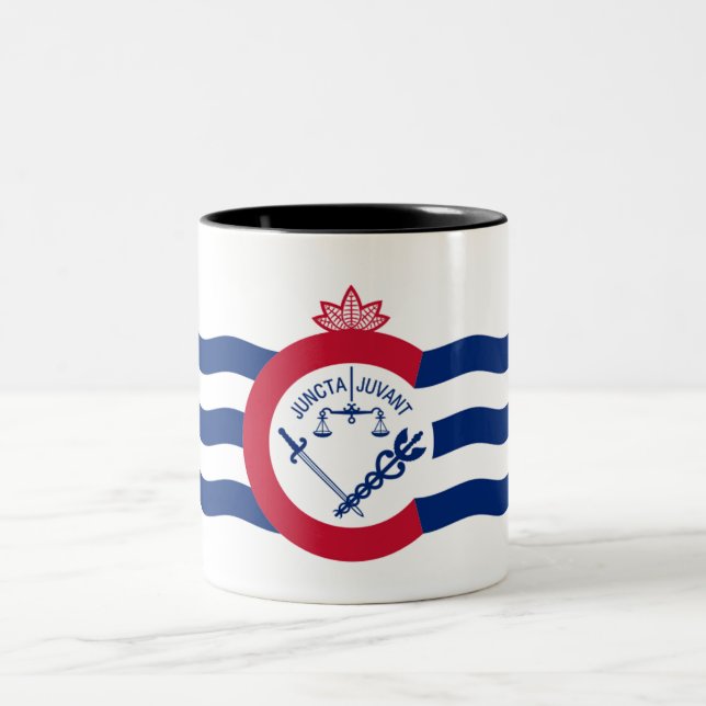Caneca De Café Em Dois Tons Bandeira da cidade de Cincinnati (Centro)