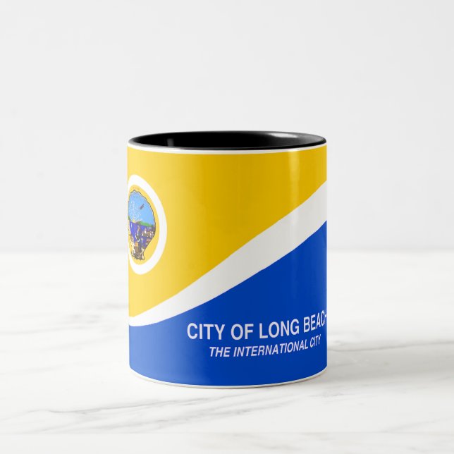 Caneca De Café Em Dois Tons Bandeira da cidade de Long Beach (Centro)