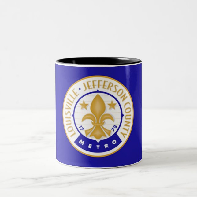Caneca De Café Em Dois Tons Bandeira da cidade de Louisville (Centro)