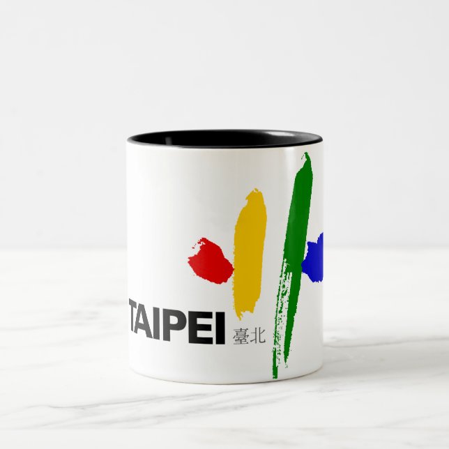 Caneca De Café Em Dois Tons Bandeira da Cidade de Taipei (Taiwan) (Centro)