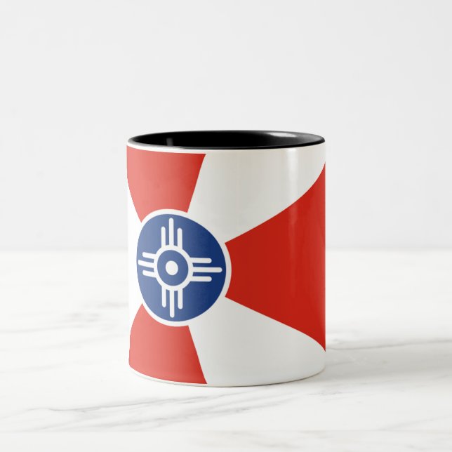 Caneca De Café Em Dois Tons Bandeira da cidade de Wichita (Centro)