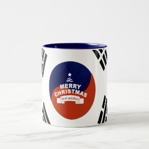 Caneca De Café Em Dois Tons Bandeira da Coreia do Sul no Natal