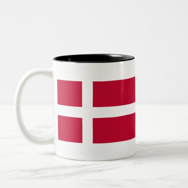 Caneca De Café Em Dois Tons Bandeira da Dinamarca (Esquerda)