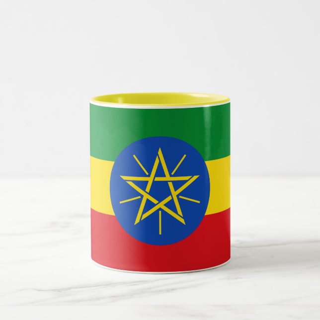 Caneca De Café Em Dois Tons Bandeira da Etiópia (Centro)