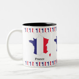 Caneca De Café Em Dois Tons Bandeira da França no Design de Souvenir de Mapa