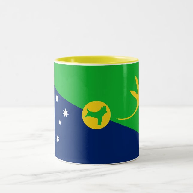 Caneca De Café Em Dois Tons Bandeira da Ilha Christmas (Centro)