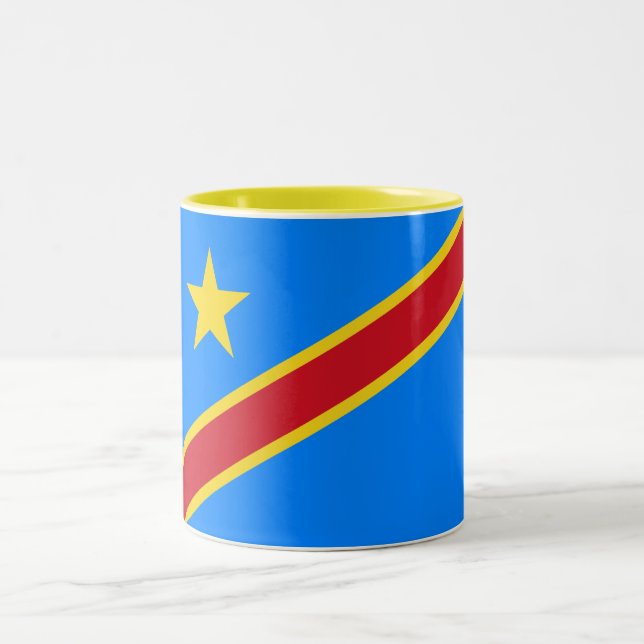 Caneca De Café Em Dois Tons Bandeira da Kinshasa do Congo (Centro)