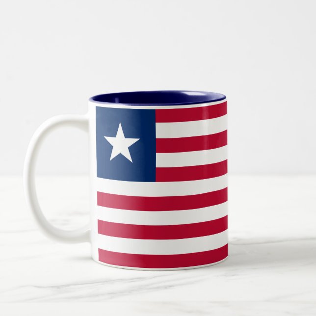 Caneca De Café Em Dois Tons Bandeira da Libéria (Esquerda)