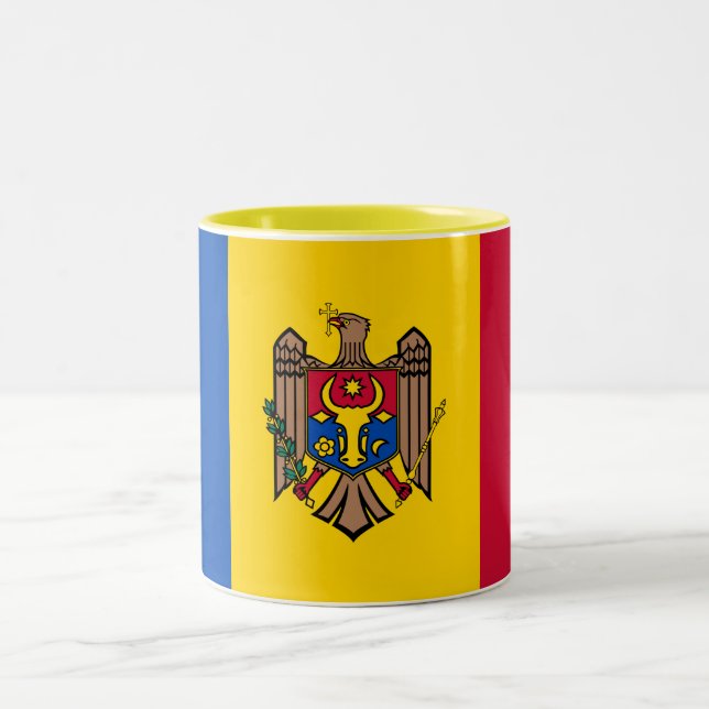Caneca De Café Em Dois Tons Bandeira da Moldávia (Centro)